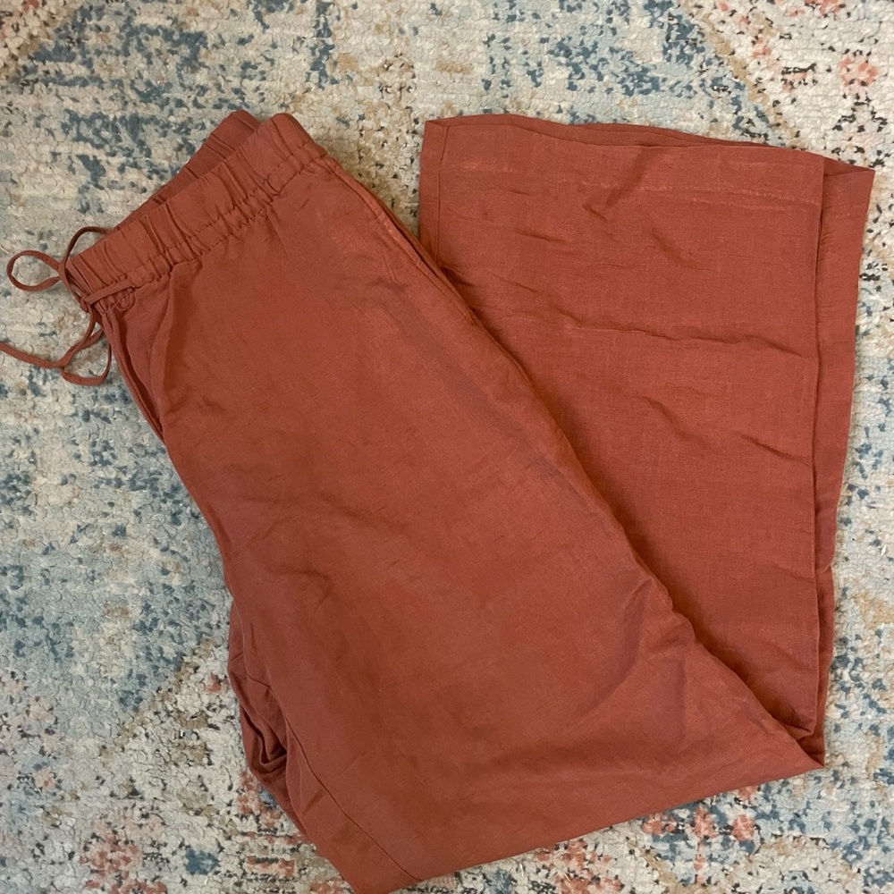 H&M Terracotta Blended Linen Pants Size Small